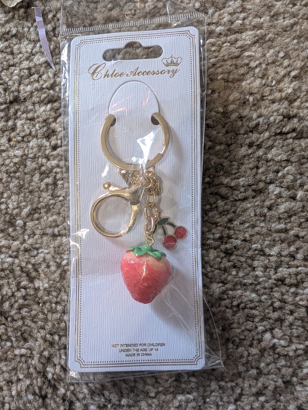 Chloe Accessory Pink Strawberry Key & Card Holder Charm